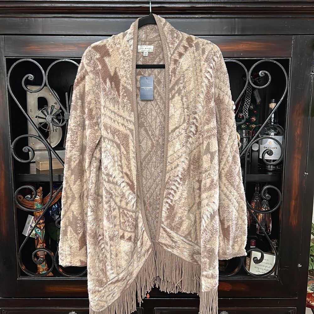 Lucky brand super soft Cardigan with fringes
